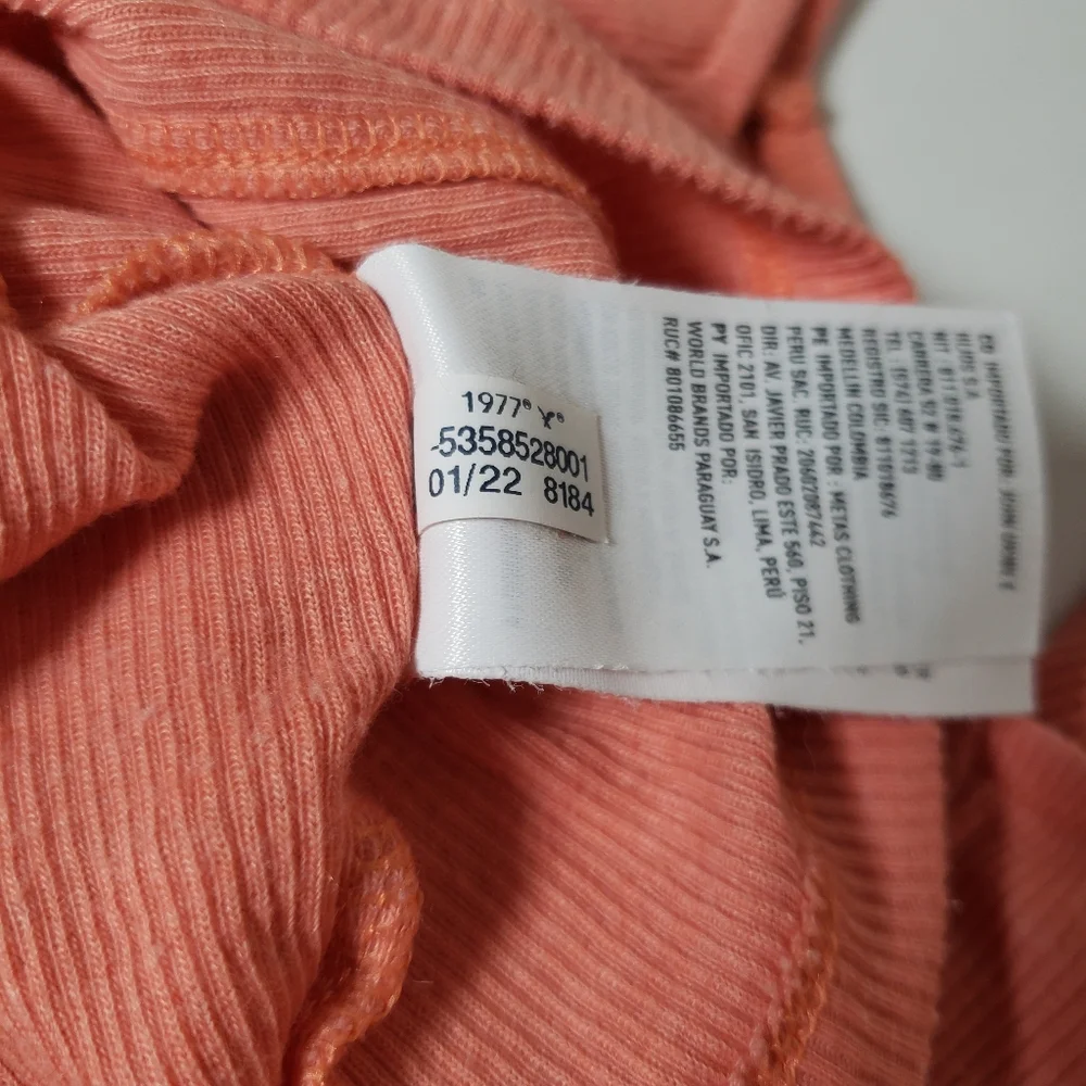 Vtg Open Coral Striped Cardigan Twin Set Matching AEO Cropped Babydoll Puff Slv